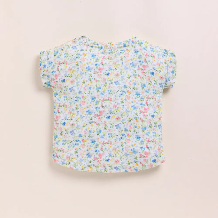 Cot &amp; Candy Baby Organic Muslin Oversized Tee With Muslin Shorts-Spring Floral + Sage
