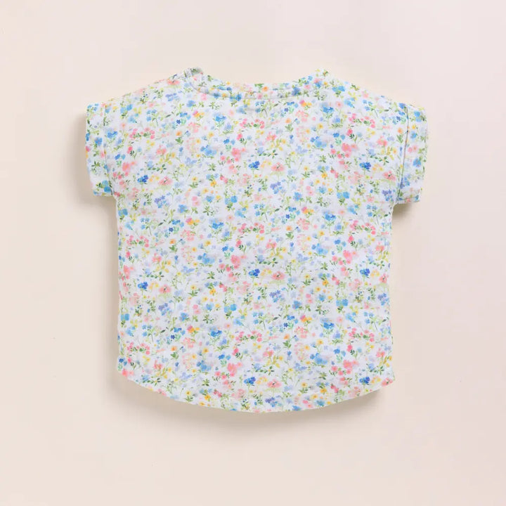 Cot &amp; Candy Baby Organic Muslin Oversized Tee With Legging-Spring Floral + Denim