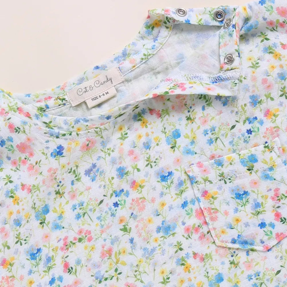 Cot &amp; Candy Baby Organic Muslin Oversized Tee With Legging-Spring Floral + Denim