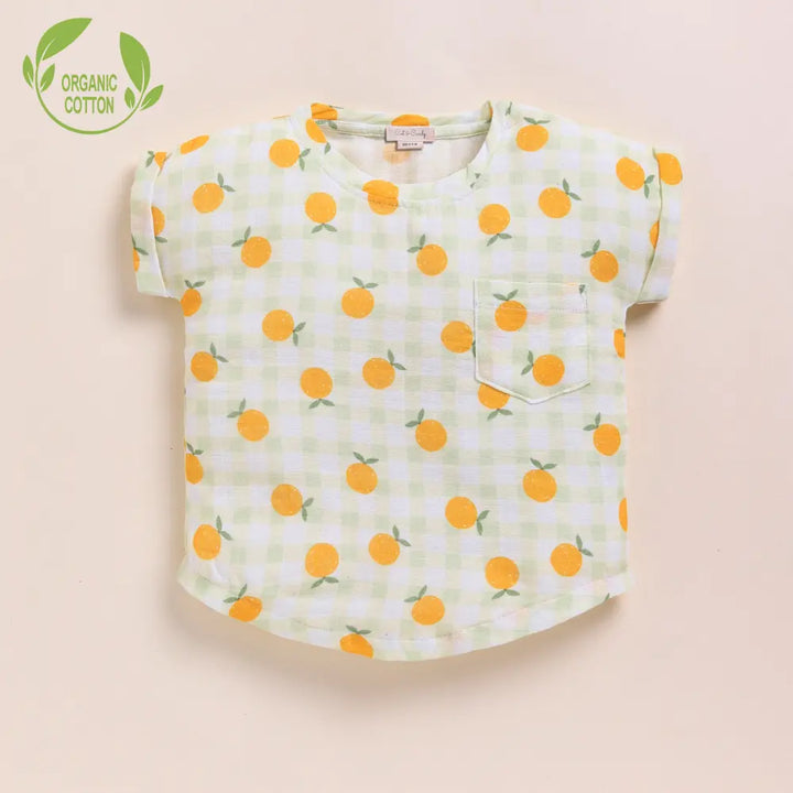 Cot &amp; Candy Baby Organic Muslin Oversized Tees Pack Of 3-Orange + Strawberry + Spring Floral