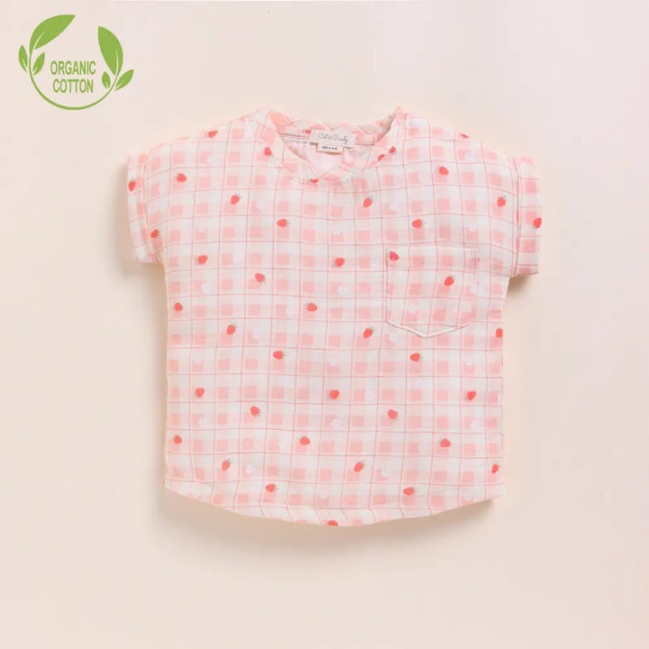 Cot &amp; Candy Baby Organic Muslin Oversized Tees Pack Of 3-Orange + Strawberry + Spring Floral
