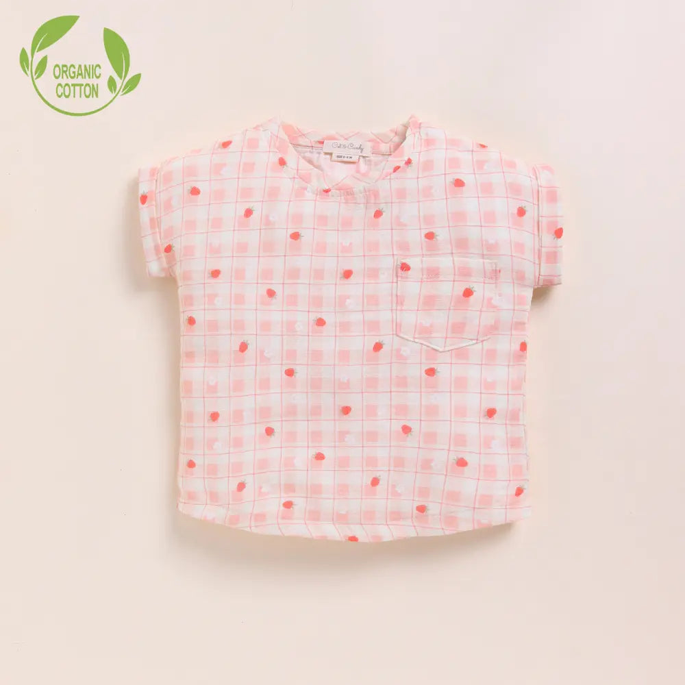 Cot &amp; Candy Baby Organic Muslin Oversized Tees Pack Of 2-Orange + Strawberry