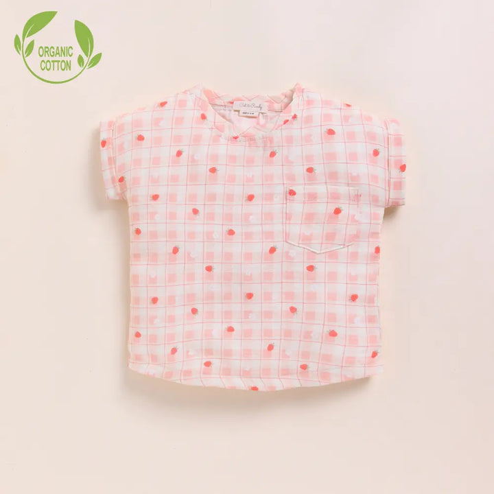 Cot &amp; Candy Baby Organic Muslin Oversized Tees Pack Of 2-Orange + Strawberry