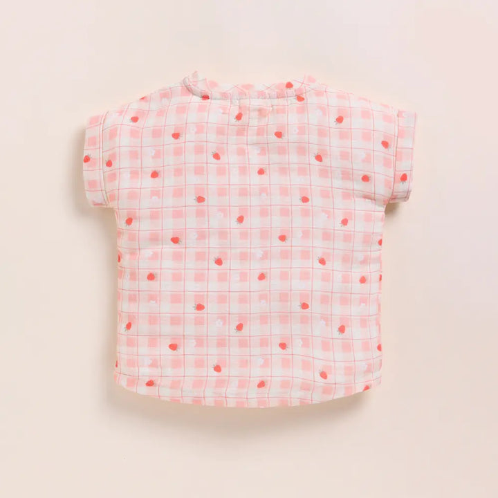 Cot &amp; Candy Baby Organic Muslin Oversized Tees Pack Of 2-Orange + Strawberry