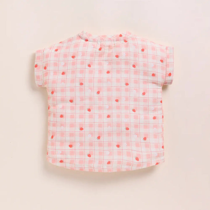Cot &amp; Candy Baby Organic Muslin Oversized Tees Pack Of 2-Strawberry + Spring Floral