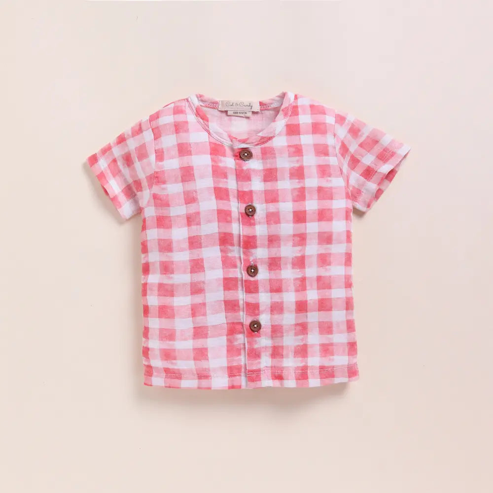 Cot &amp; Candy Baby Organic Muslin Jhabla Set - Pink Checks Print