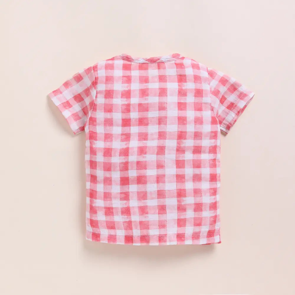 Cot &amp; Candy Baby Organic Muslin Jhabla Set - Pink Checks Print