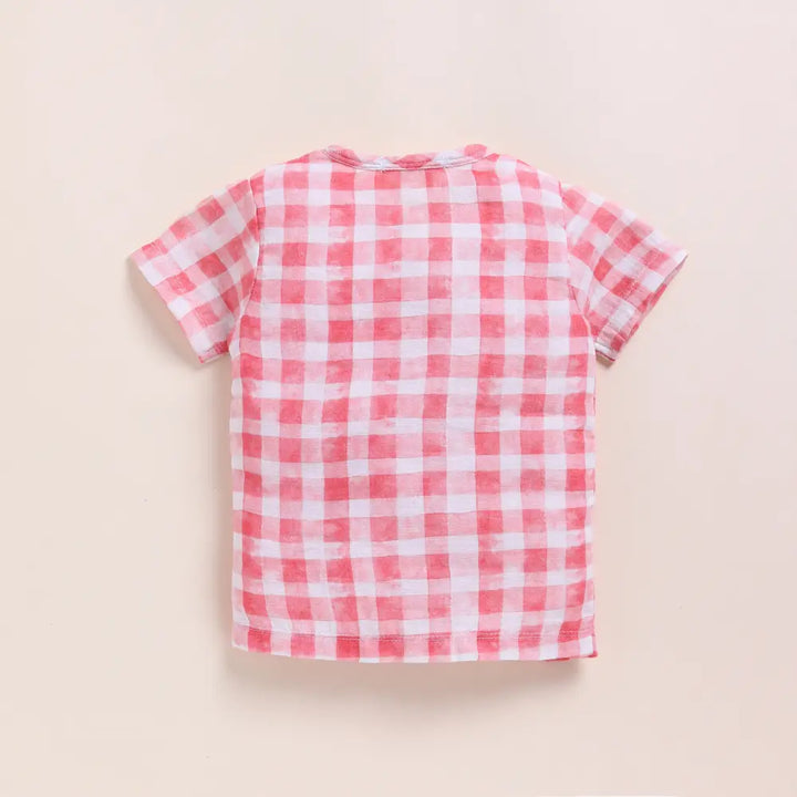 Cot &amp; Candy Baby Organic Muslin Jhabla Set - Pink Checks Print