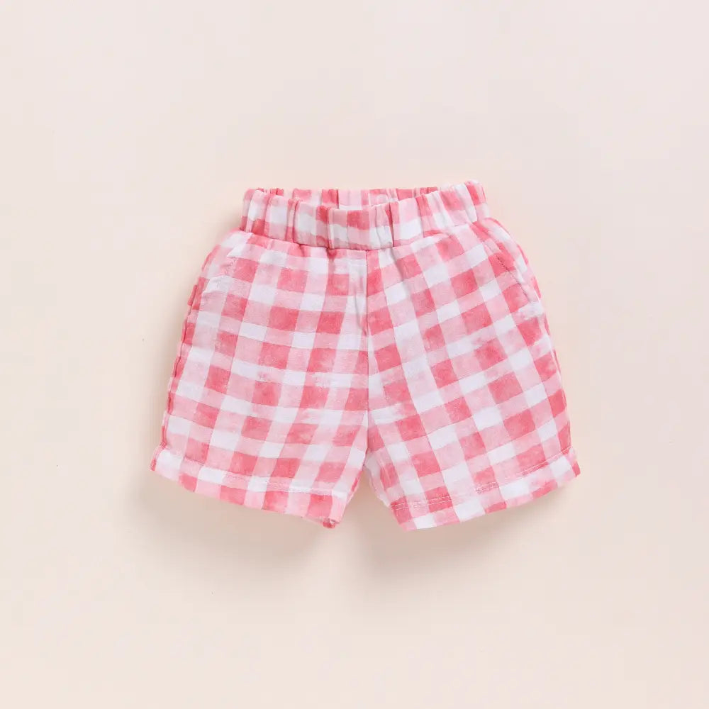 Cot &amp; Candy Baby Organic Muslin Jhabla Set - Pink Checks Print