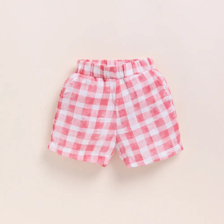 Cot &amp; Candy Baby Organic Muslin Jhabla Set - Pink Checks Print