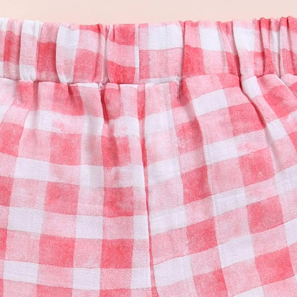 Cot &amp; Candy Baby Organic Muslin Jhabla Set - Pink Checks Print