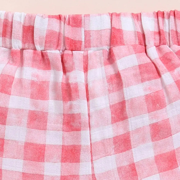 Cot &amp; Candy Baby Organic Muslin Jhabla Set - Pink Checks Print