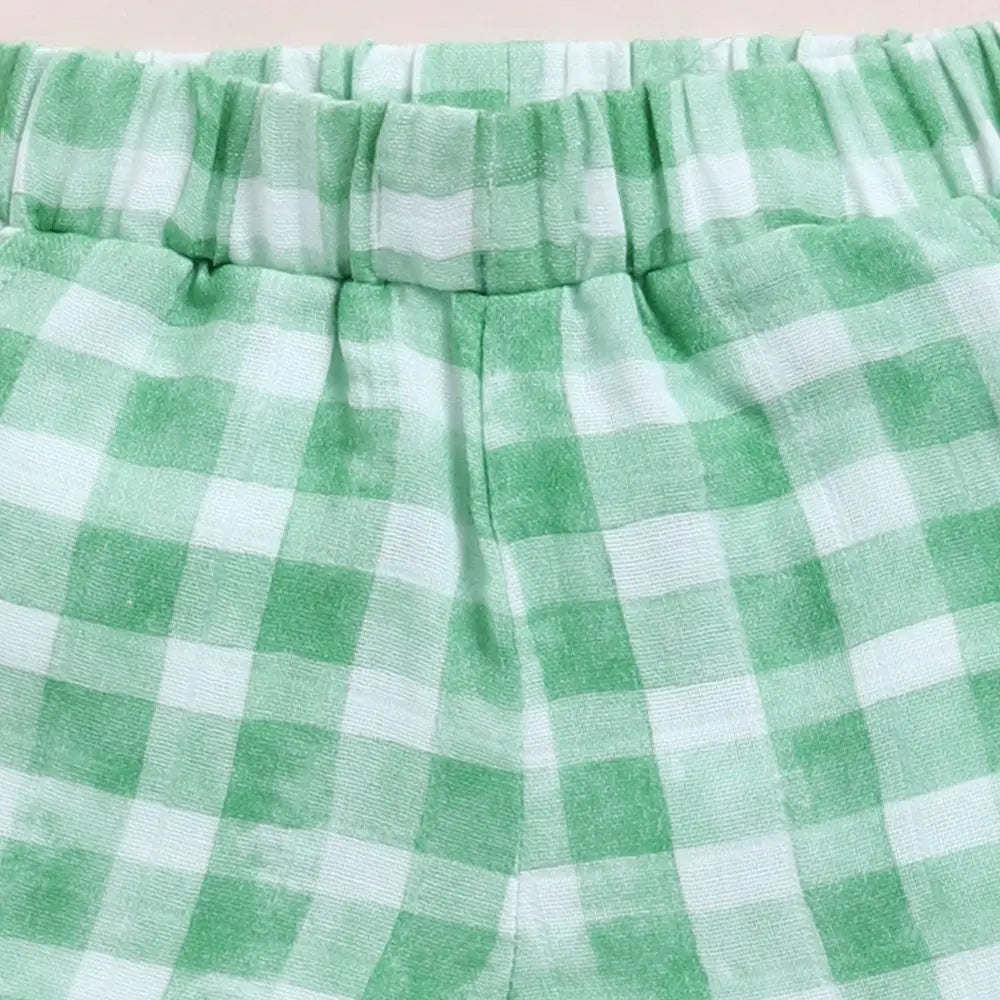 Cot &amp; Candy Baby Organic Muslin Jhabla Set - Teal Checks Print