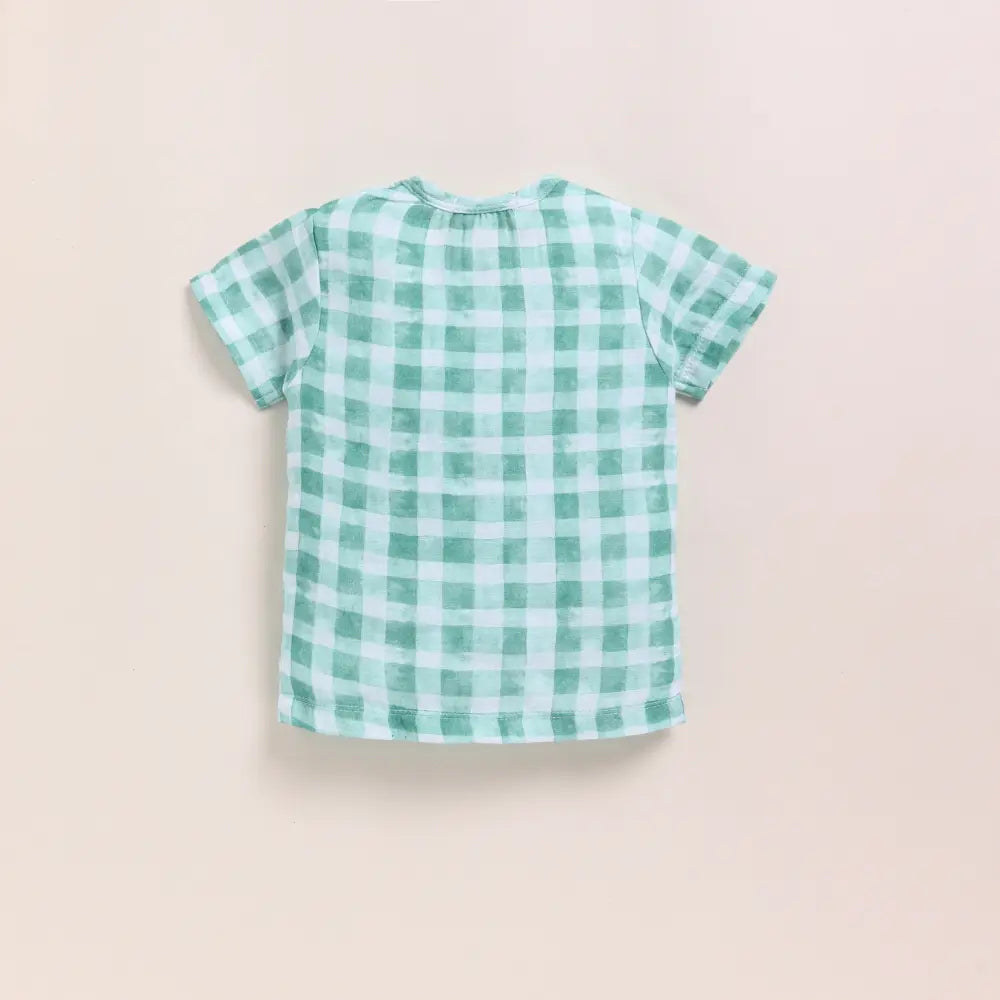 Cot &amp; Candy Baby Organic Muslin Jhabla Set - Sage Checks Print