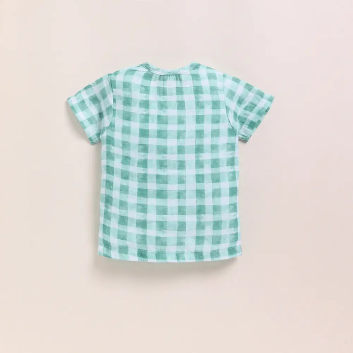 Cot &amp; Candy Baby Organic Muslin Jhabla Set - Sage Checks Print