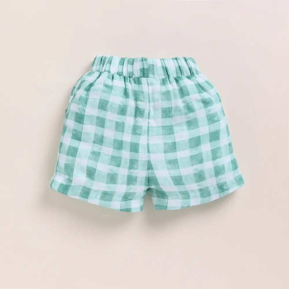 Cot &amp; Candy Baby Organic Muslin Jhabla Set - Sage Checks Print