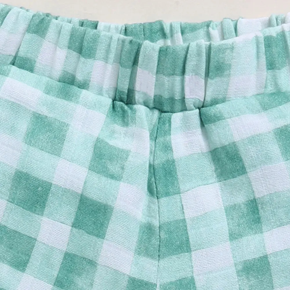 Cot &amp; Candy Baby Organic Muslin Jhabla Set - Sage Checks Print
