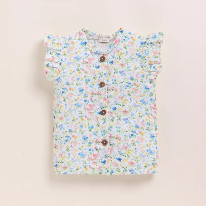 Cot &amp; Candy Baby Organic Muslin Jhabla Set-Spring Floral Print