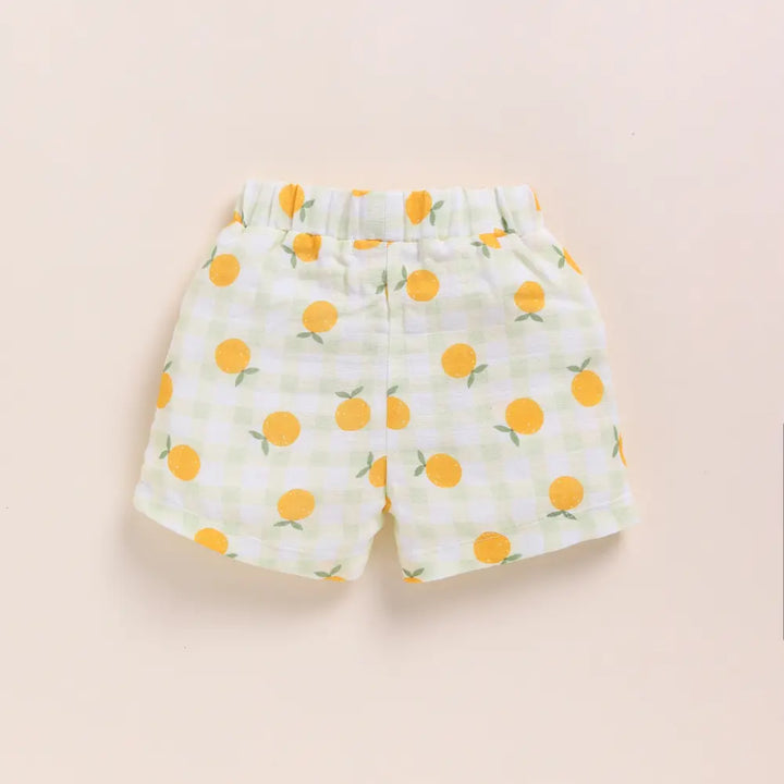 Cot &amp; Candy Baby Organic Muslin Jhabla Set-Orange Print
