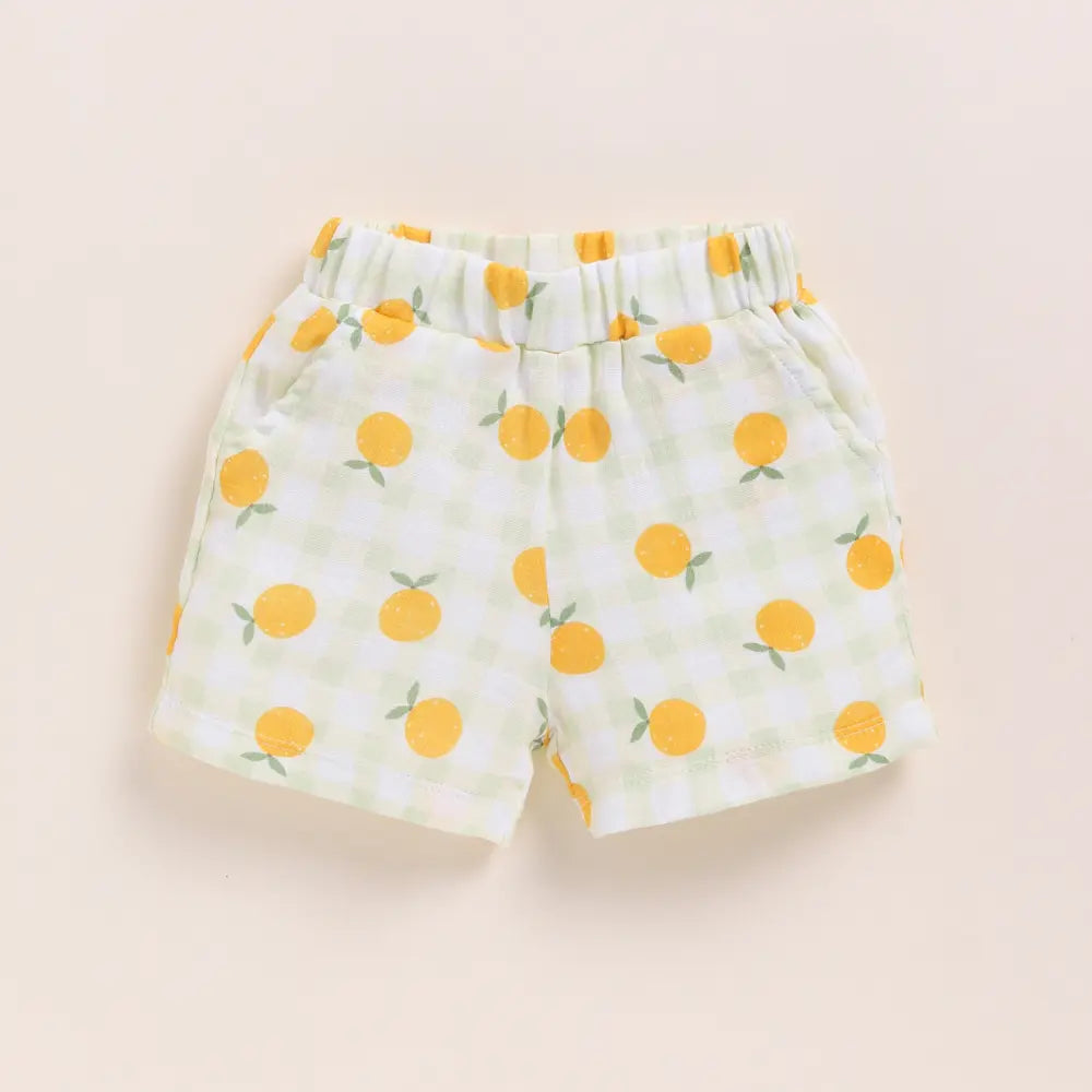 Cot &amp; Candy Baby Organic Muslin Jhabla Set-Orange Print