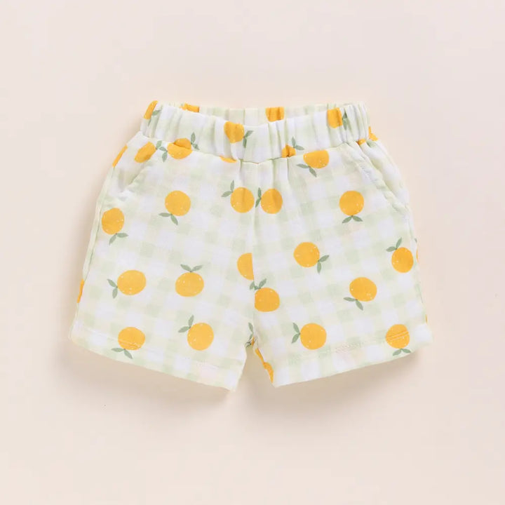 Cot &amp; Candy Baby Organic Muslin Jhabla Set-Orange Print