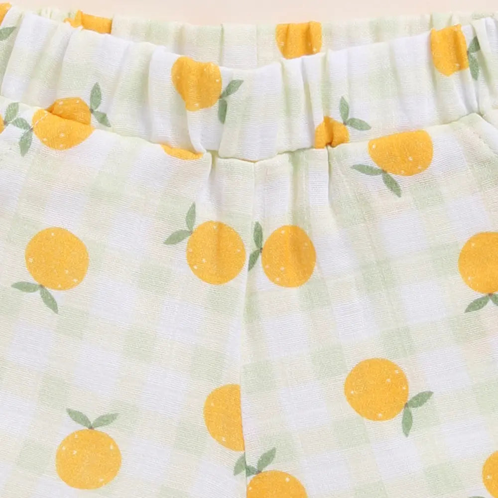 Cot &amp; Candy Baby Organic Muslin Jhabla Set-Orange Print