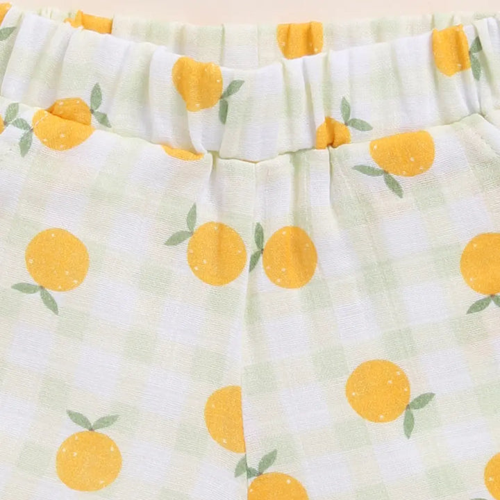 Cot &amp; Candy Baby Organic Muslin Jhabla Set-Orange Print