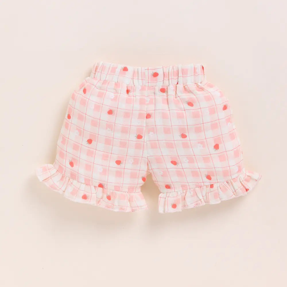 Cot &amp; Candy Baby Organic Muslin Jhabla Set - Strawberry Print