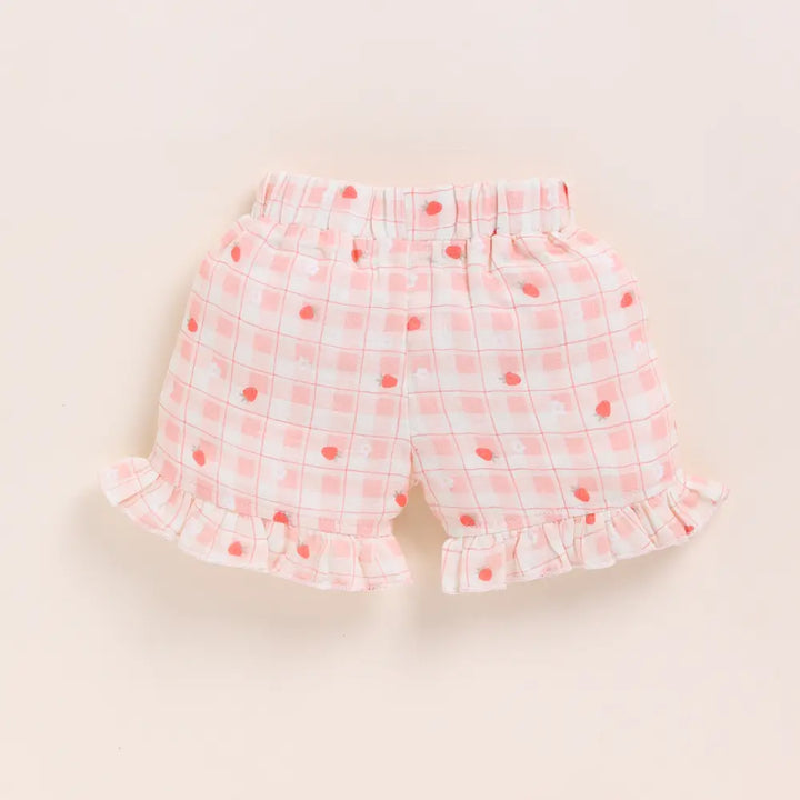Cot &amp; Candy Baby Organic Muslin Jhabla Set - Strawberry Print