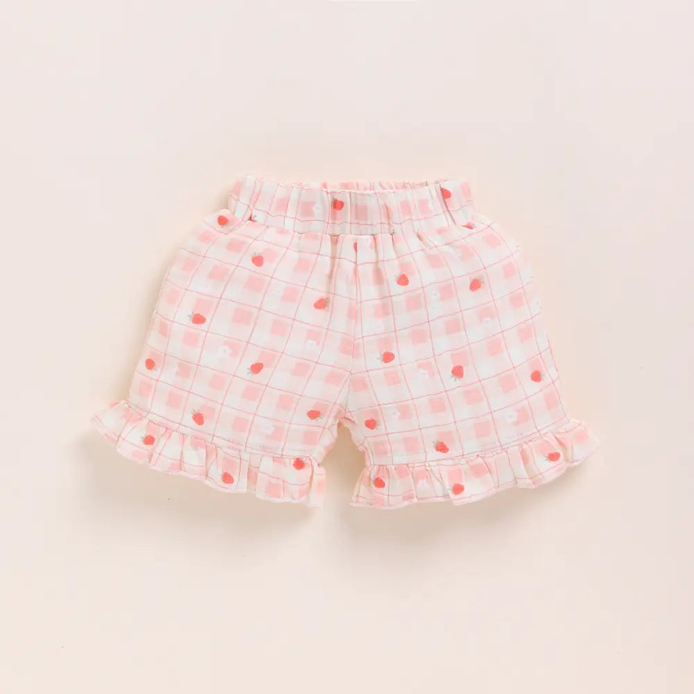 Cot &amp; Candy Baby Organic Muslin Jhabla Set - Strawberry Print