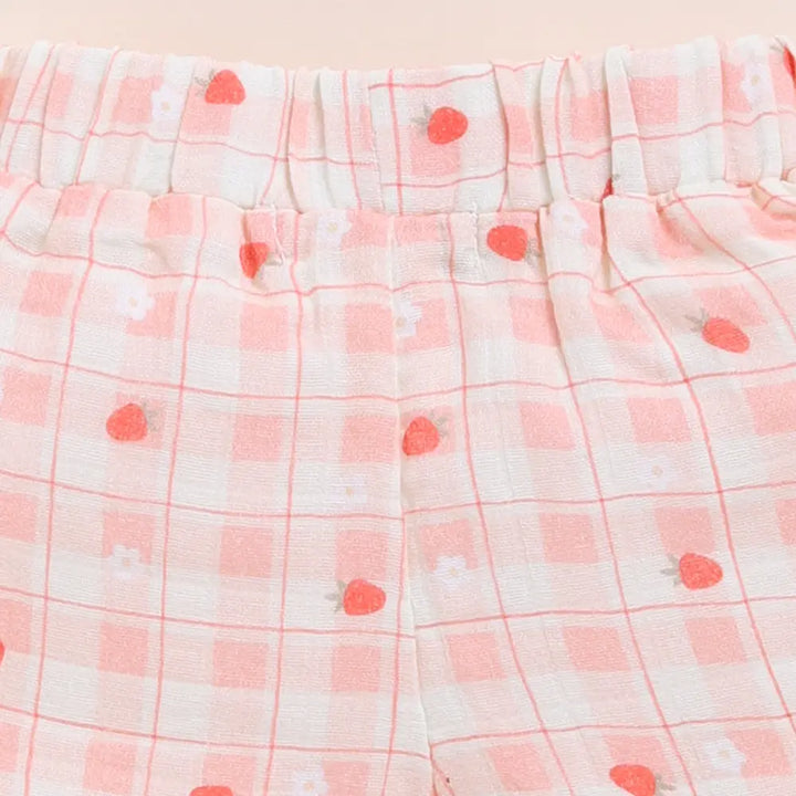 Cot &amp; Candy Baby Organic Muslin Jhabla Set - Strawberry Print
