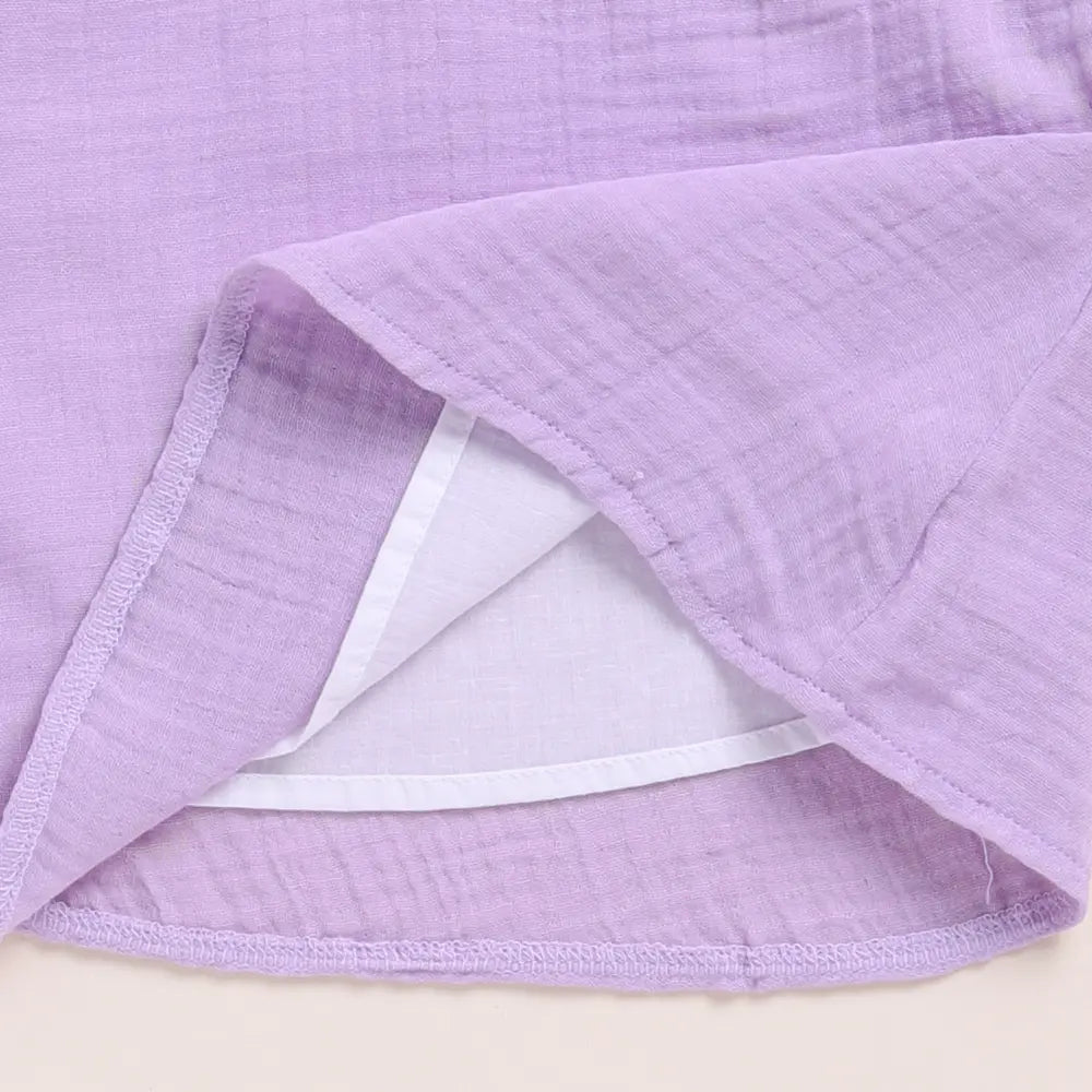 Cot &amp; Candy Baby Organic Muslin Frill Top Set - Lavender Haze