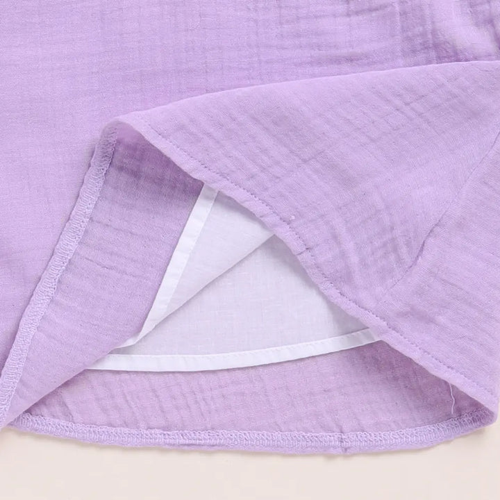 Cot &amp; Candy Baby Organic Muslin Frill Top Set - Lavender Haze