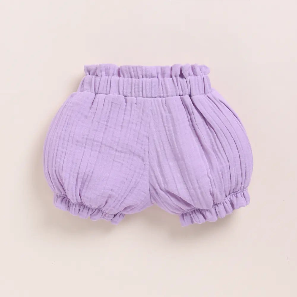 Cot &amp; Candy Baby Organic Muslin Frill Top Set - Lavender Haze
