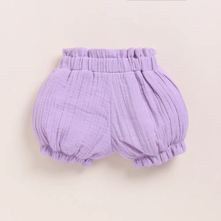 Cot &amp; Candy Baby Organic Muslin Frill Top Set - Lavender Haze