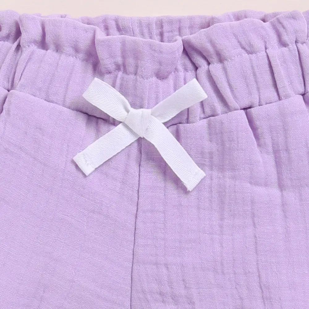 Cot &amp; Candy Baby Organic Muslin Frill Top Set - Lavender Haze