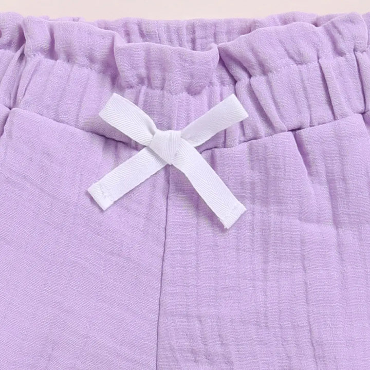 Cot &amp; Candy Baby Organic Muslin Frill Top Set - Lavender Haze
