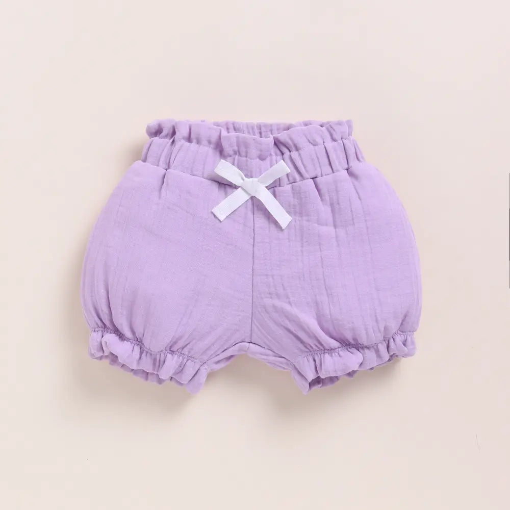 Cot &amp; Candy Baby Organic Muslin Frill Top Set - Lavender Haze