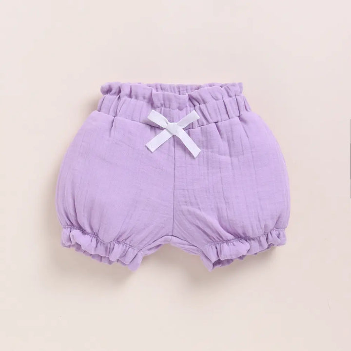 Cot &amp; Candy Baby Organic Muslin Frill Top Set - Lavender Haze