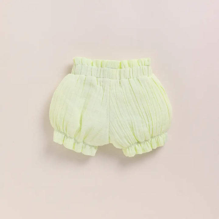 Cot &amp; Candy Baby Organic Muslin Frill Top Set-Pistachio Cream
