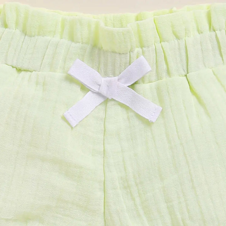 Cot &amp; Candy Baby Organic Muslin Frill Top Set-Pistachio Cream
