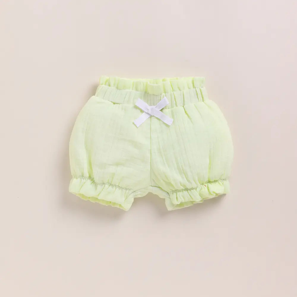 Cot &amp; Candy Baby Organic Muslin Frill Top Set-Pistachio Cream