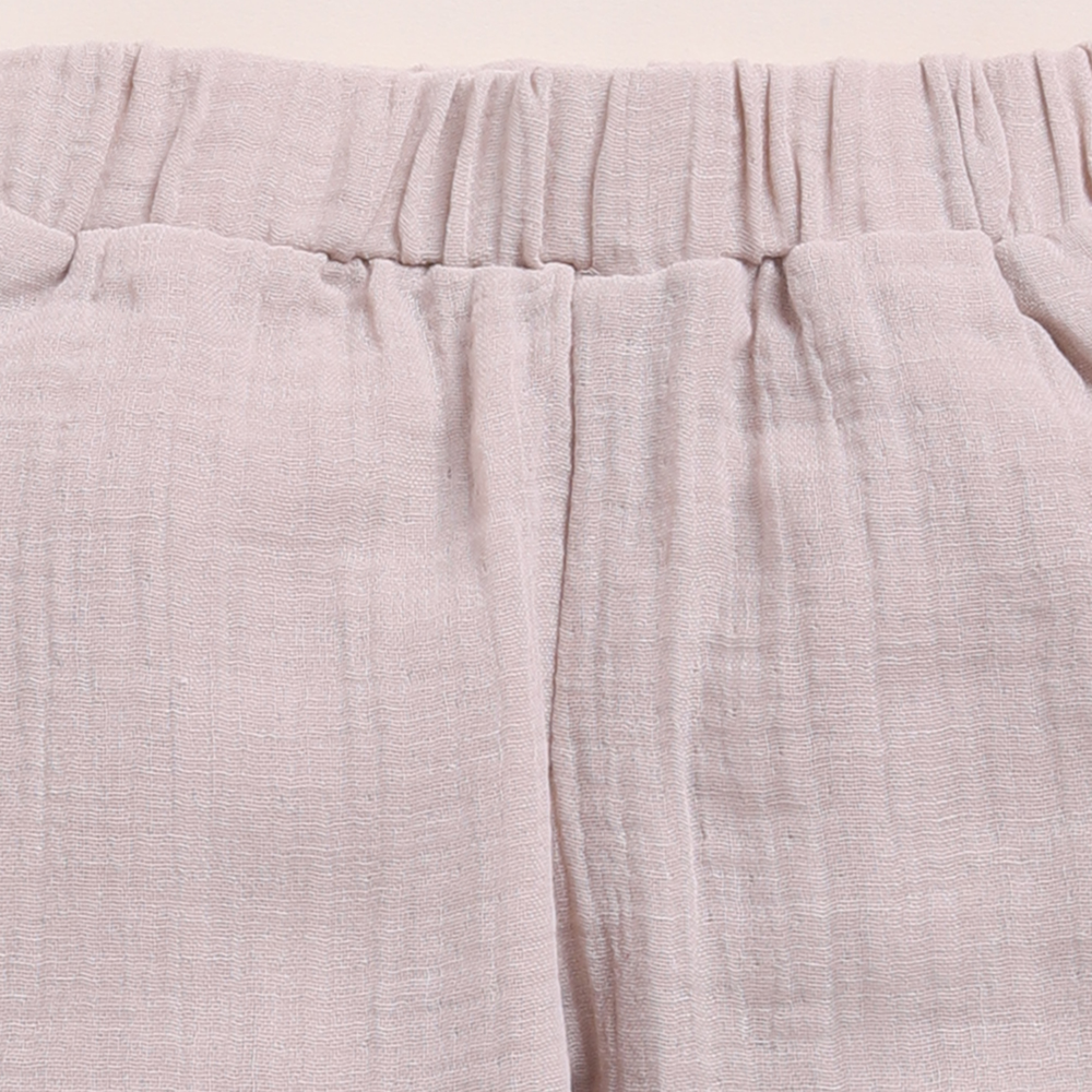 Cot &amp; Candy Baby Organic Muslin Short Sleeve Henley T-shirt With Lounge Pant Set-Cocoa Whisper + Oatmeal