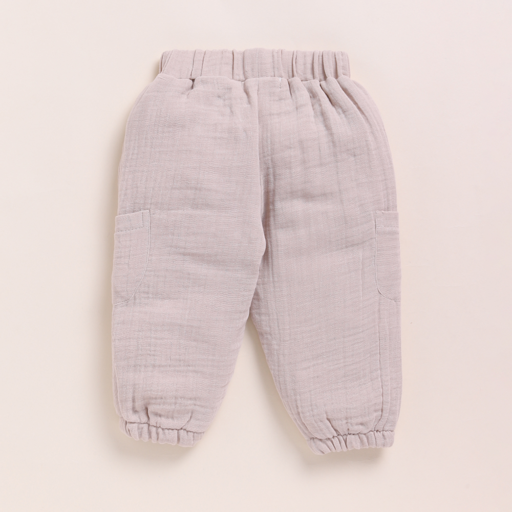 Cot &amp; Candy Baby Organic Muslin Short Sleeve Henley T-shirt With Lounge Pant Set-Cocoa Whisper + Oatmeal