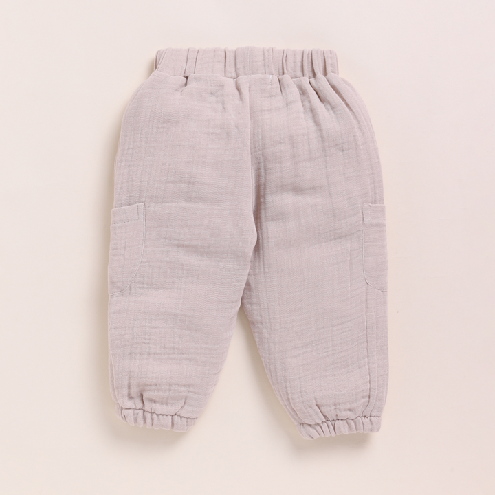 Cot &amp; Candy Baby Organic Muslin Short Sleeve Henley T-shirt With Lounge Pant Set-Cocoa Whisper + Oatmeal