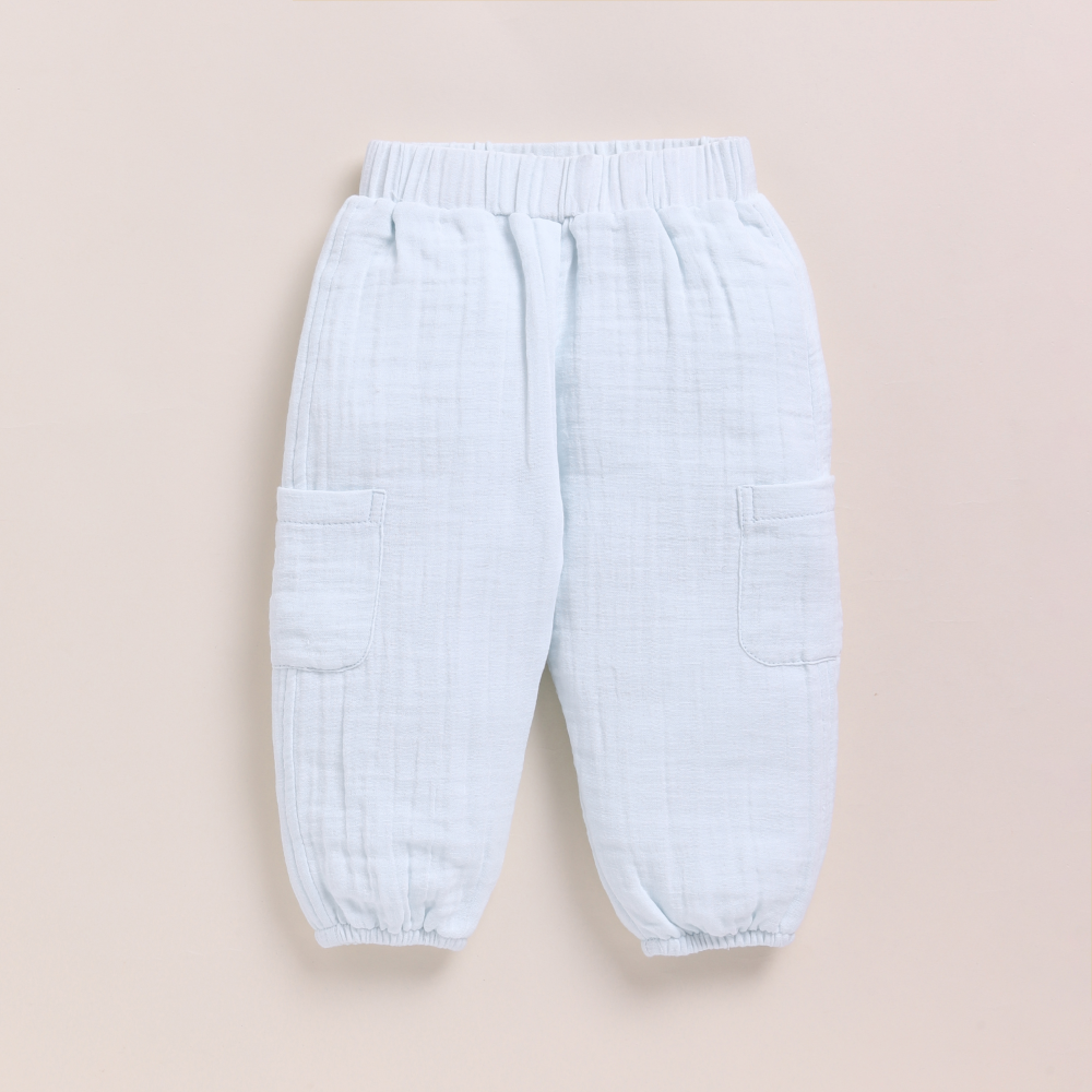 Cot &amp; Candy Baby Organic Muslin Short Sleeve Henley T-shirt With Lounge Pant Set-Icemelt