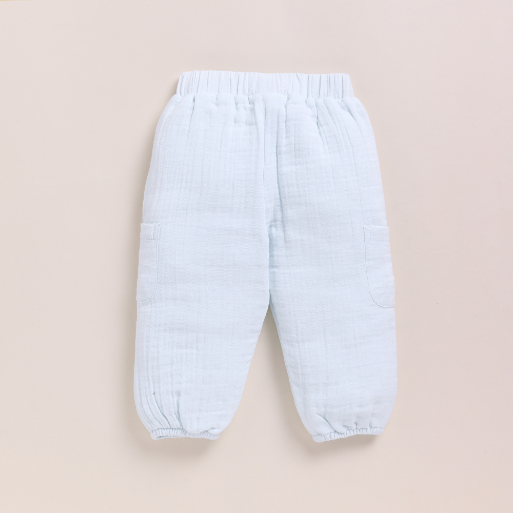 Cot &amp; Candy Baby Organic Muslin Short Sleeve Henley T-shirt With Lounge Pant Set-Icemelt