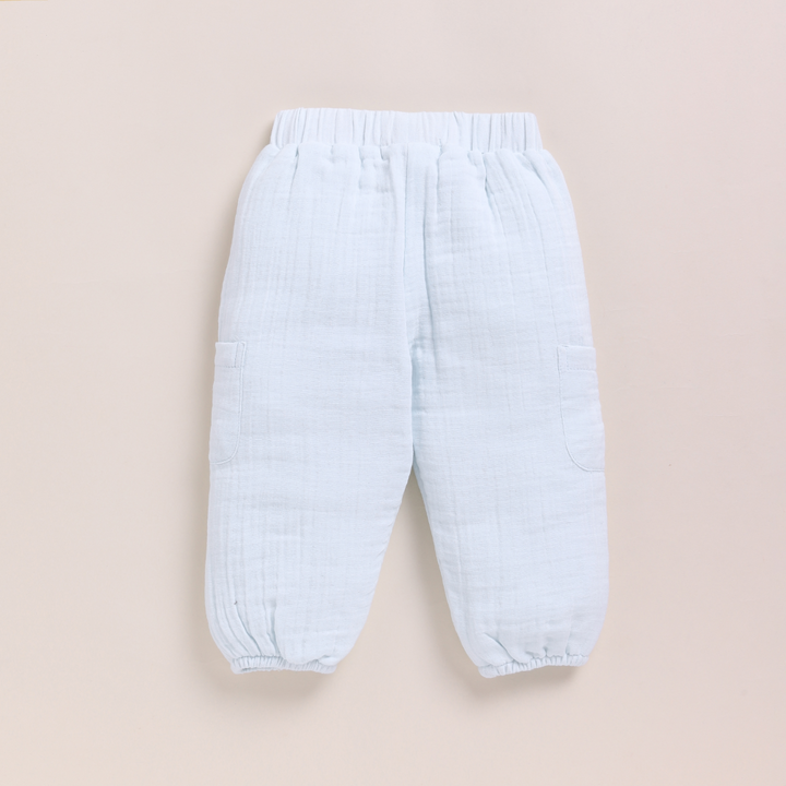 Cot &amp; Candy Baby Organic Muslin Short Sleeve Henley T-shirt With Lounge Pant Set-Icemelt