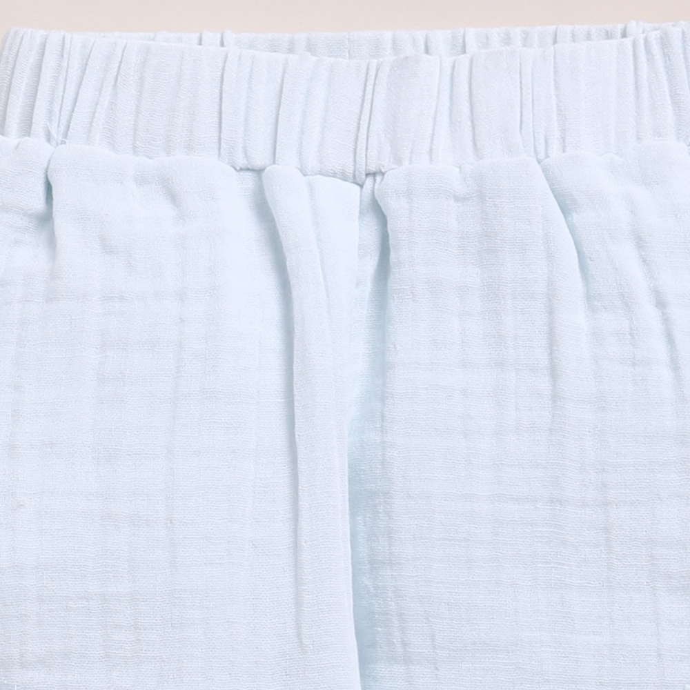 Cot &amp; Candy Baby Organic Muslin Short Sleeve Henley T-shirt With Lounge Pant Set-Icemelt