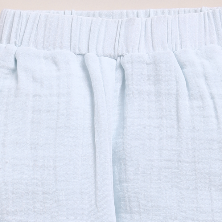 Cot &amp; Candy Baby Organic Muslin Short Sleeve Henley T-shirt With Lounge Pant Set-Icemelt